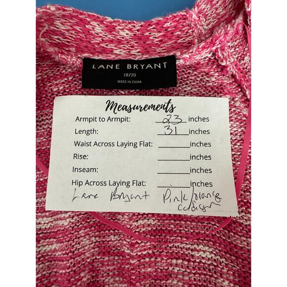 Lane Bryant Wms 18/20 Pink Orange Open Front Knit Cardigan Colorful - Picture 12 of 12